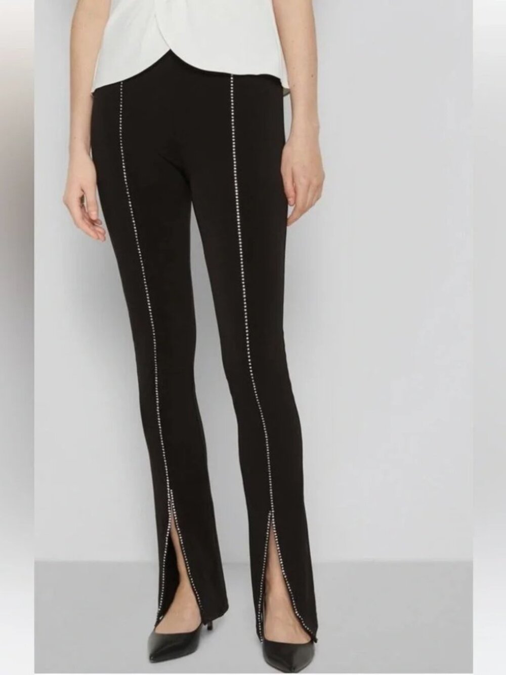 Cinq A Sept Nico Embellished Black Pants Rhinestones XL